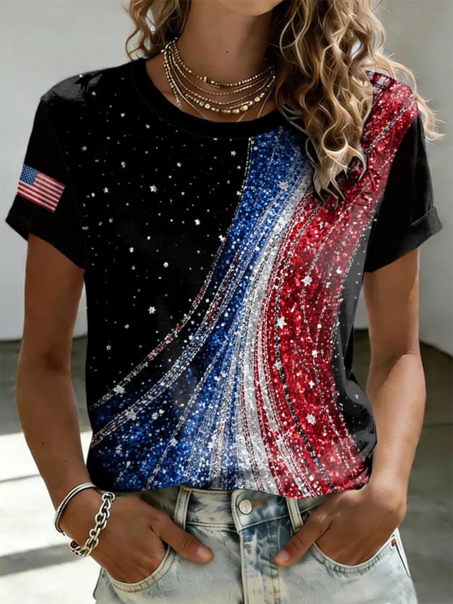 Women's Casual USA 250th Celebration Printed T-shirt