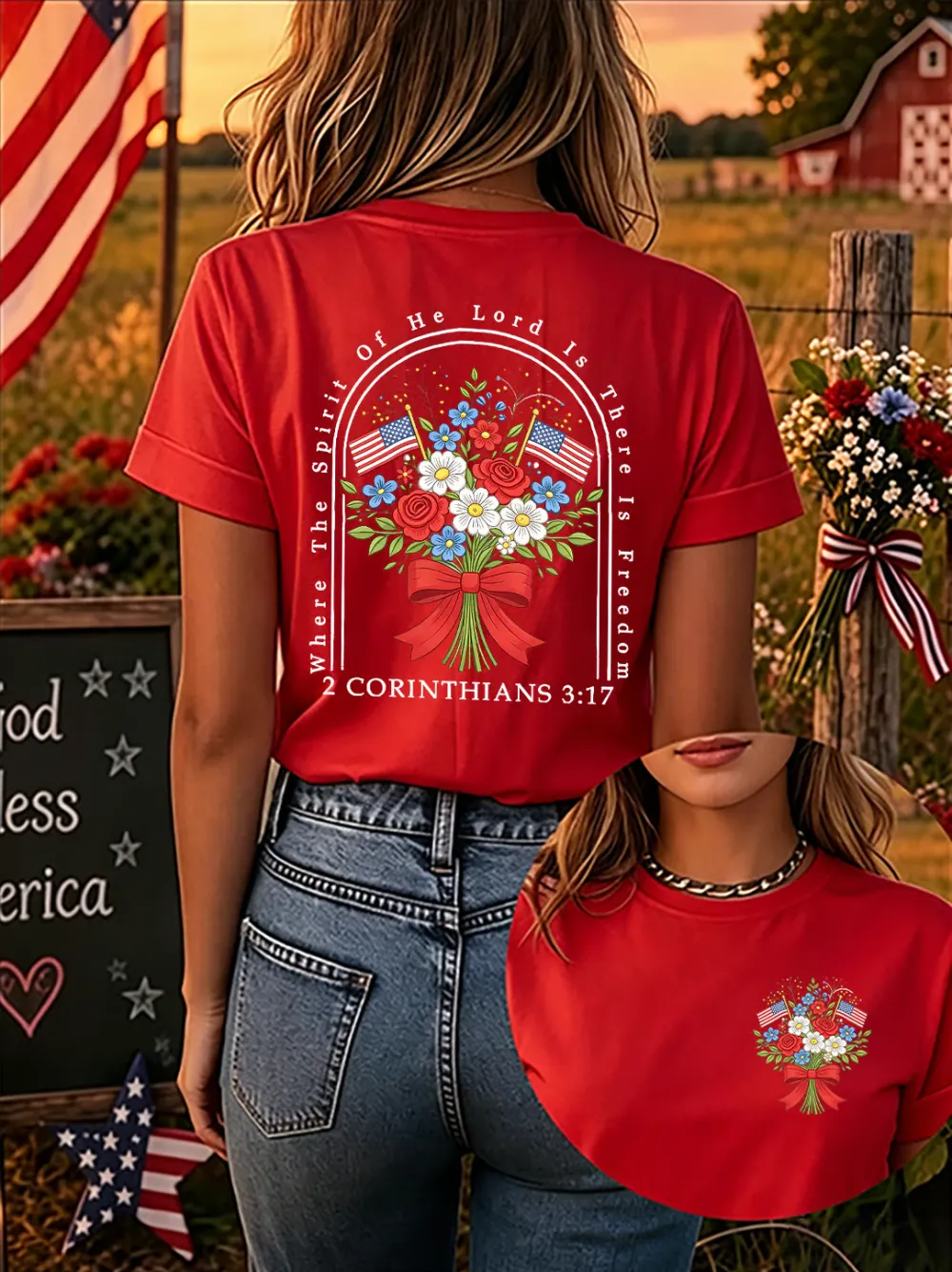Women'S 250th Anniversary American Faith Print Short-Sleeve T-Shirt
