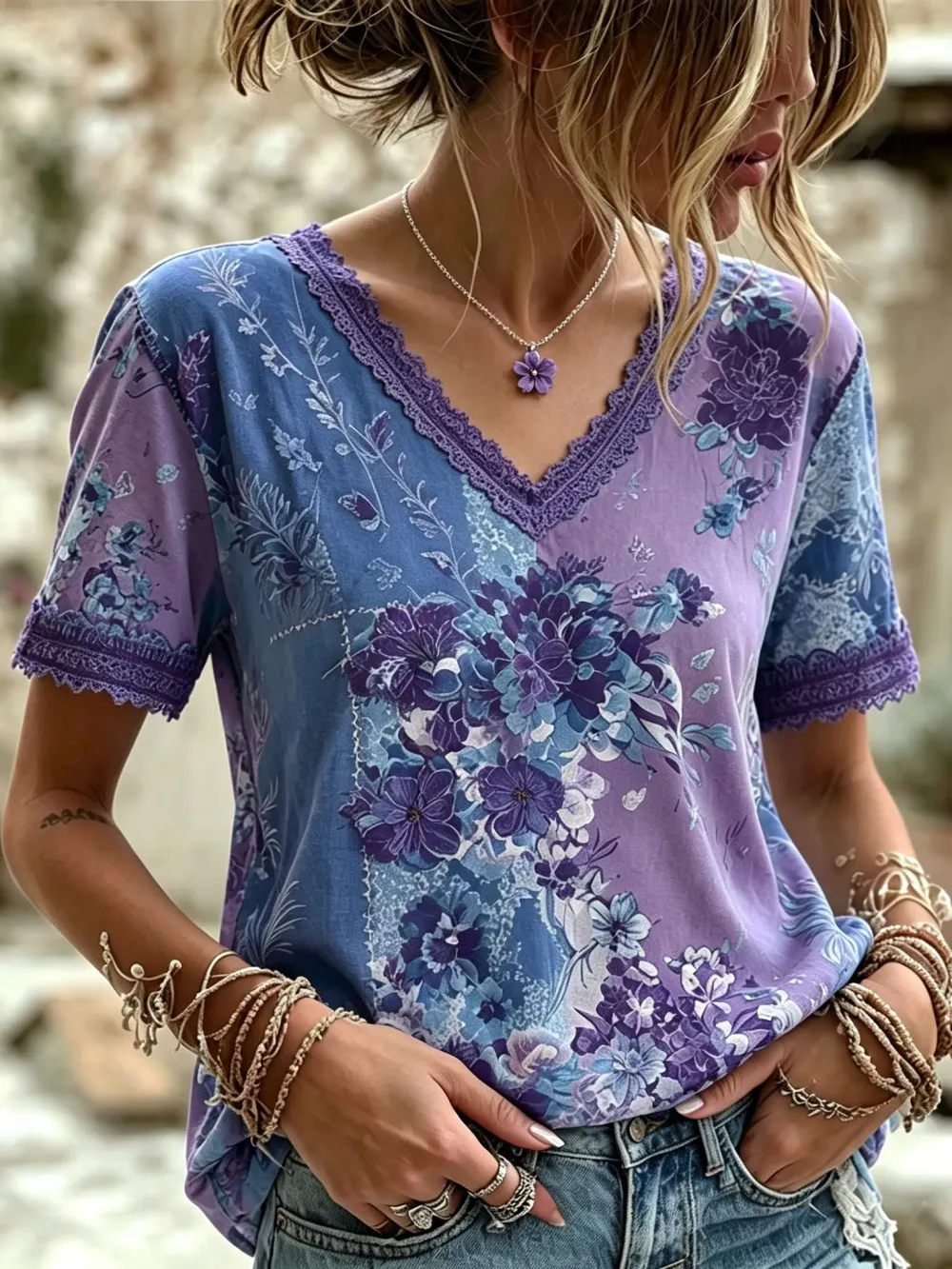 Women's Retro Bohemian Printed T-shirt