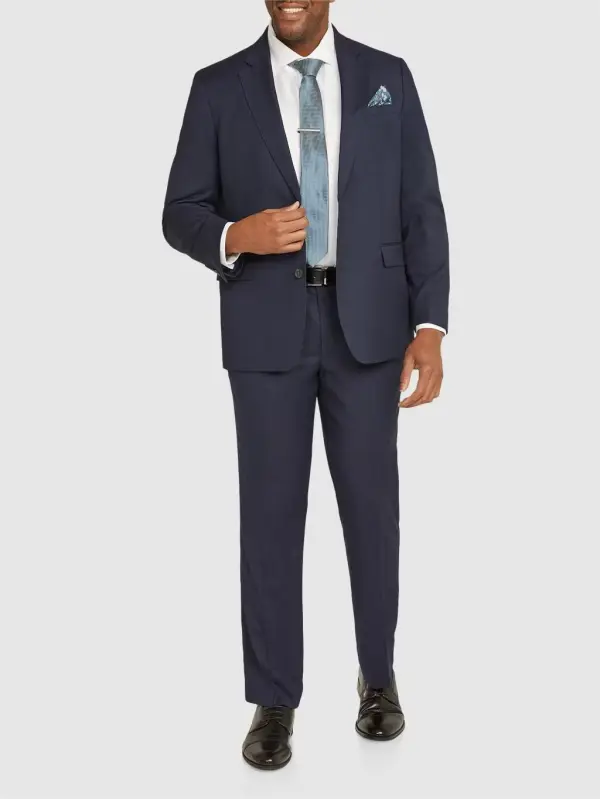 NAVY BLUE SUIT WITH TIE AND POCKET SQUARE FOR BUSINESS FORMAL