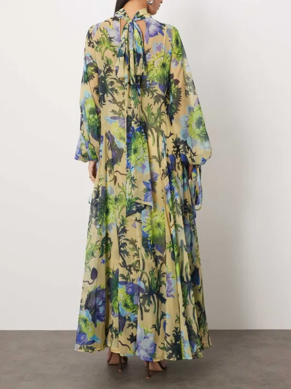 Floral High Neck Maxi Dress