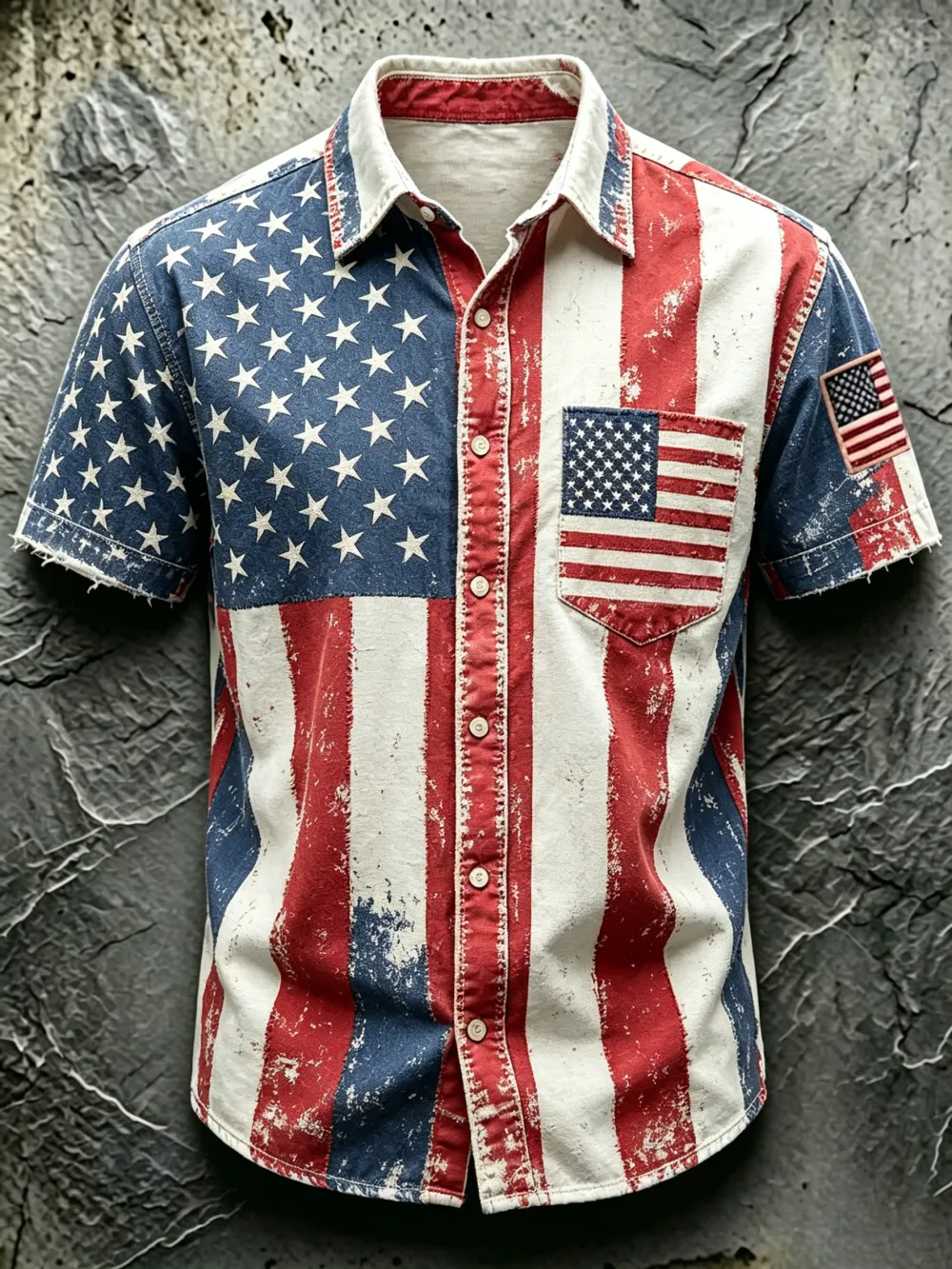 Men'S Casual 250Th Anniversary Printed Collar Shirt