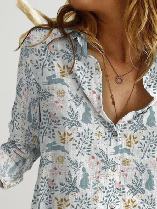 Light Bunny Print Casual Shirt