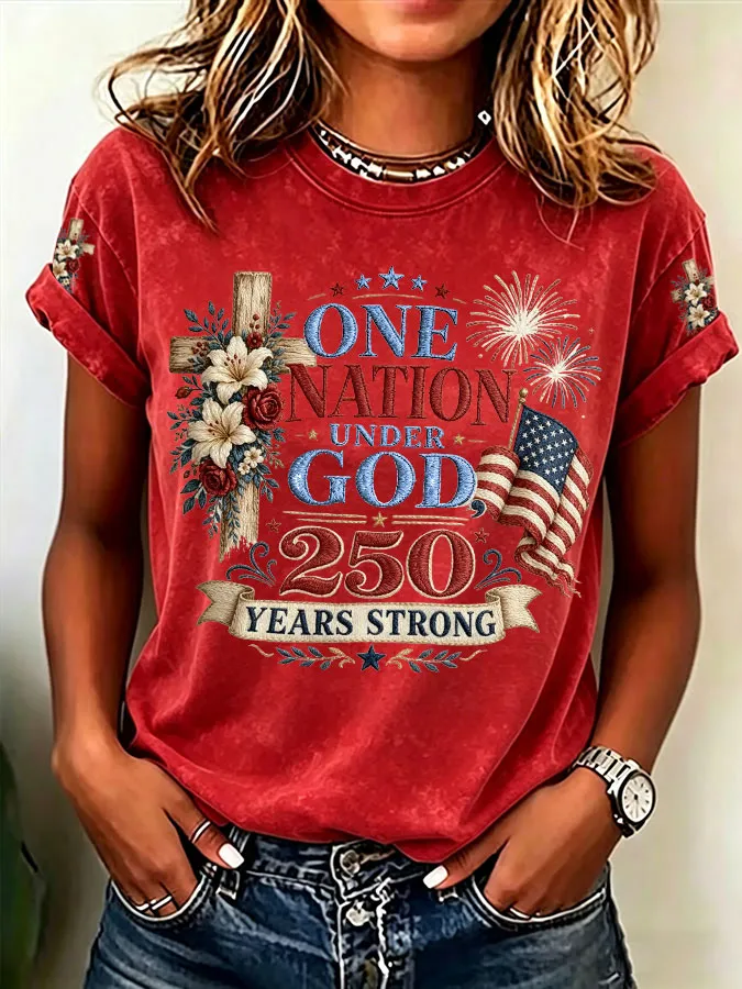 Women'S  America Flag Printed Casual T-Shirt