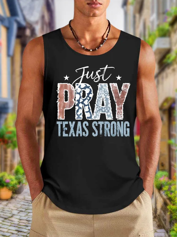 Men'S Simple Style JUST PRAY TEXAS STRONG Casual Crew Neck Vest