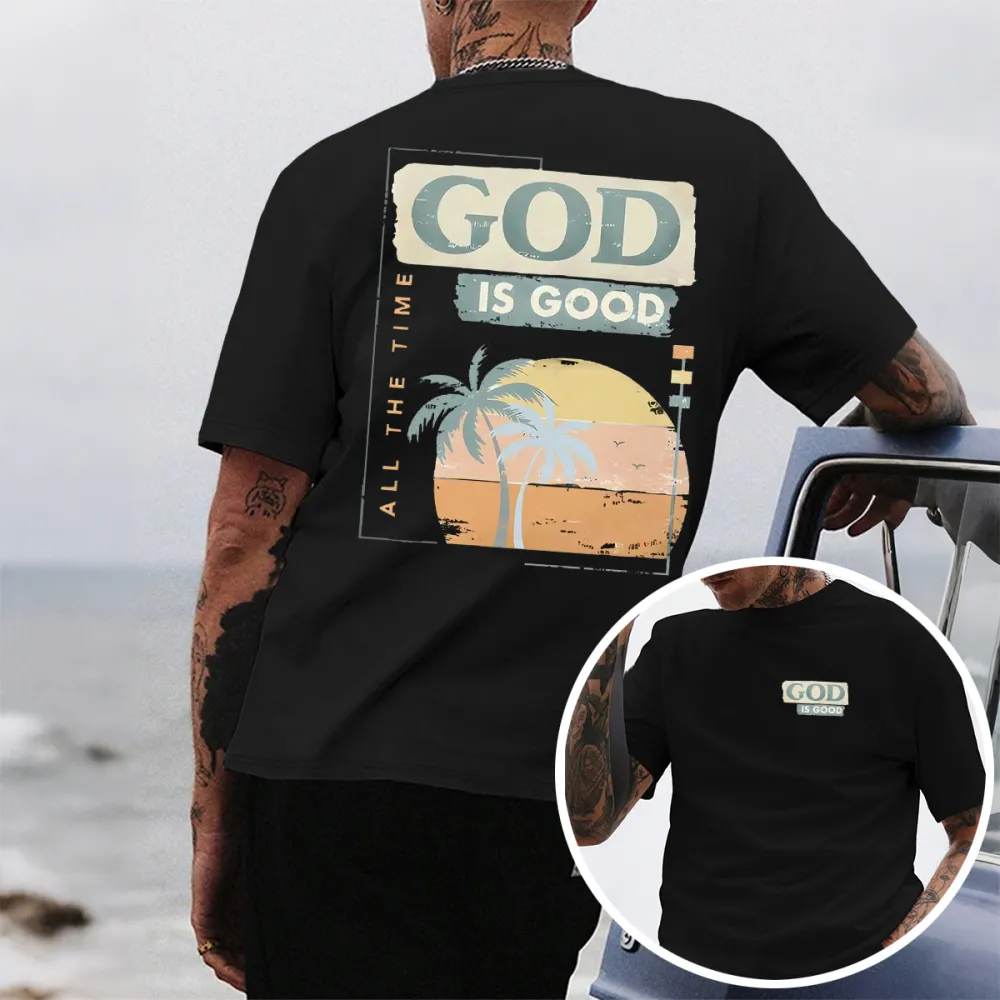 Tropical Sunset Faith Themed Graphic T-Shirt