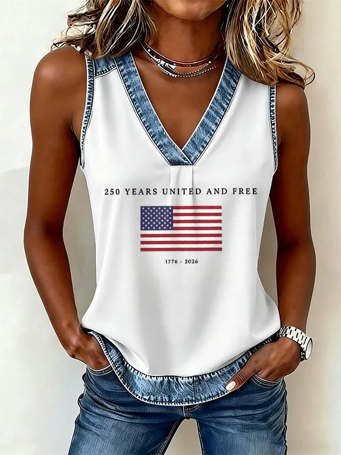 Women'S Flag Printed Casual Vest