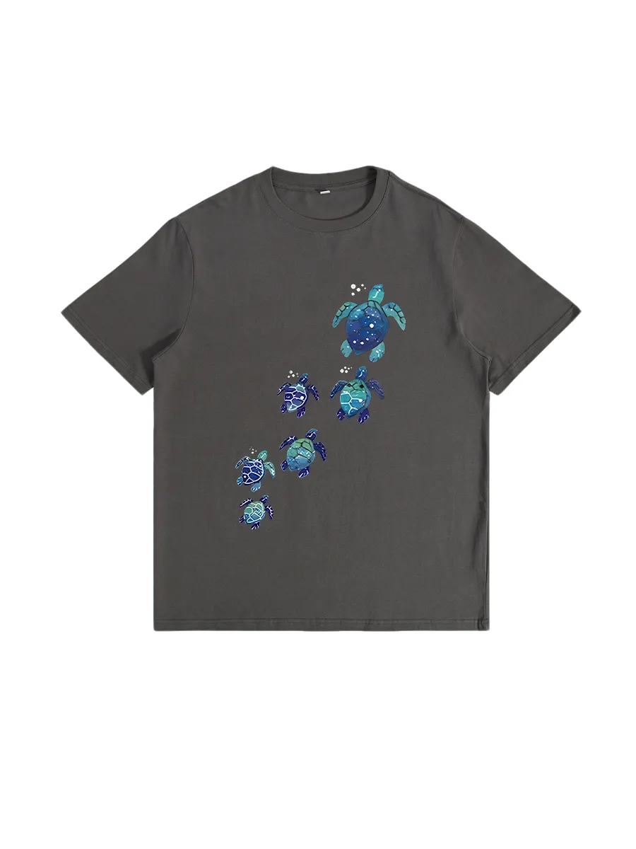 Crew Neck Art Graphic Cotton T-Shirt