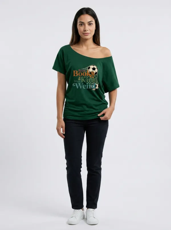Women's Soccer Lover Read Books Be Kind Weird Printed T-shirt