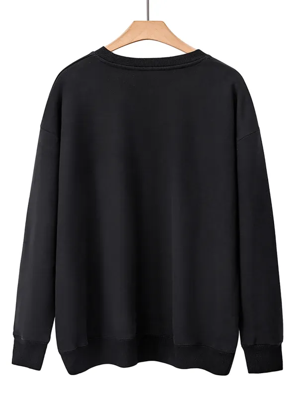 Crew Neck Casual Print Long Sleeve Women Sweatshirt