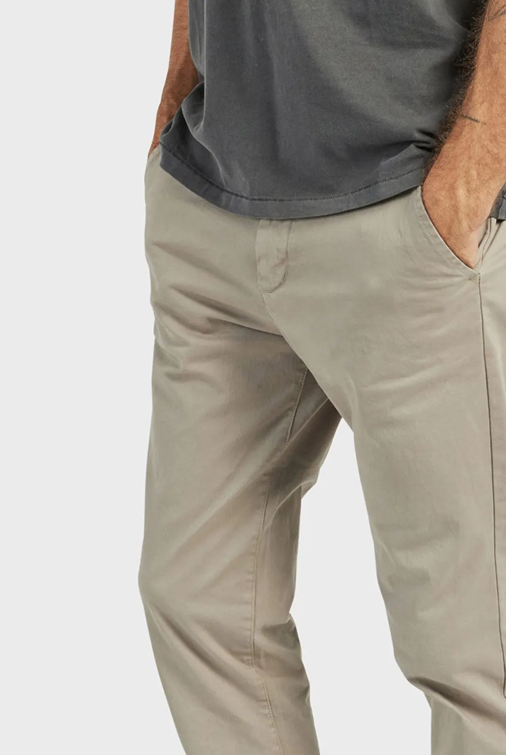 Solid Color Cotton Slim Fit Trousers