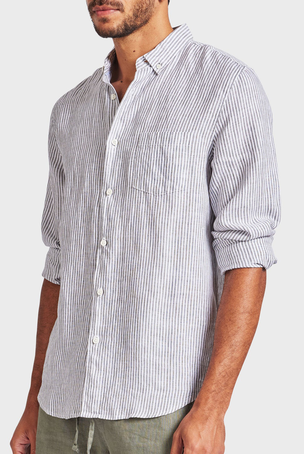 Rory Linen Shirt- Smoke pine