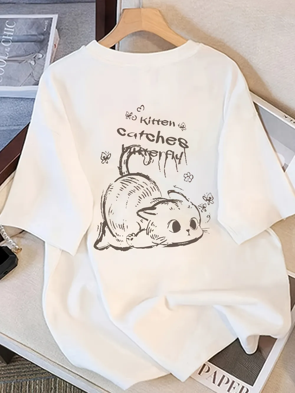 Cat Casual Tee Tops