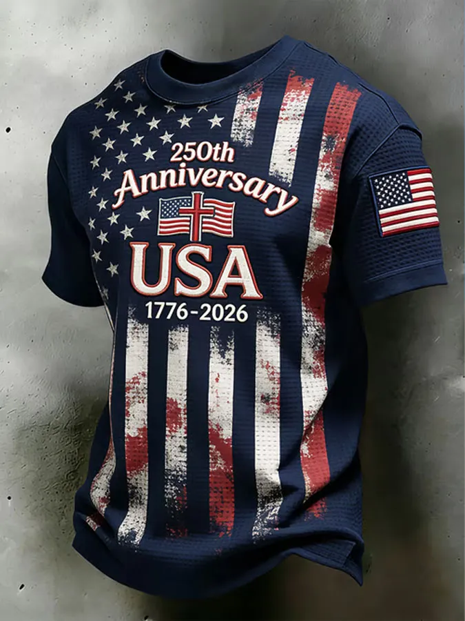Men's American Flag Printed Casual T-shirt