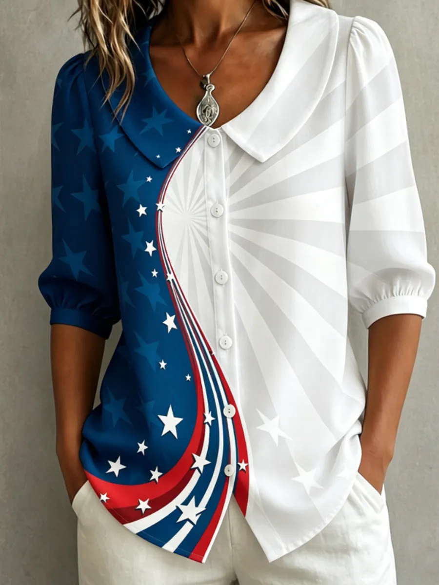 Women's 250th Anniversary Printed Cotton Linen Shirt