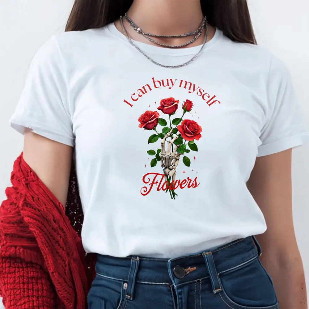 Rose Printed Round Neck T-Shirts