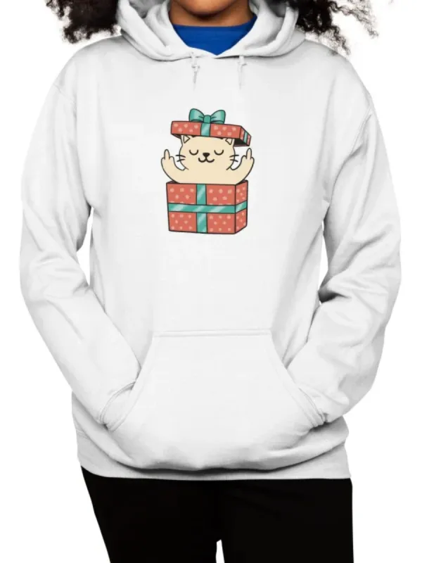 Cat In Box Print Hoodie