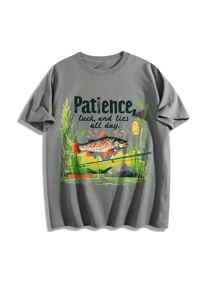 Nature Inspired Fishing Motif T-Shirt