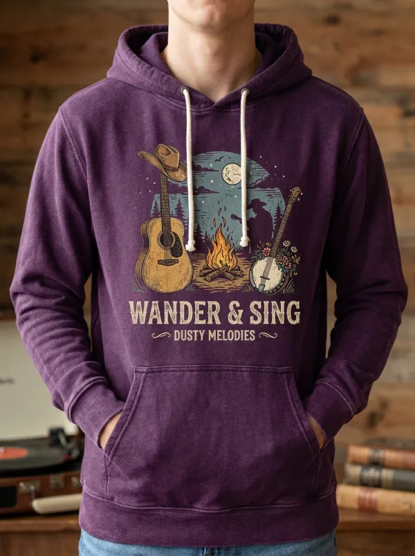 Guitar Banjo Campfire Unisex Country Music Pullover Hoodie