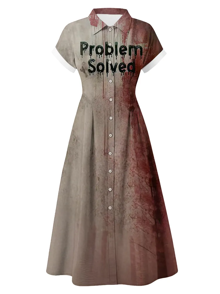 Women's Problem Solved Print Short Sleeve Dress