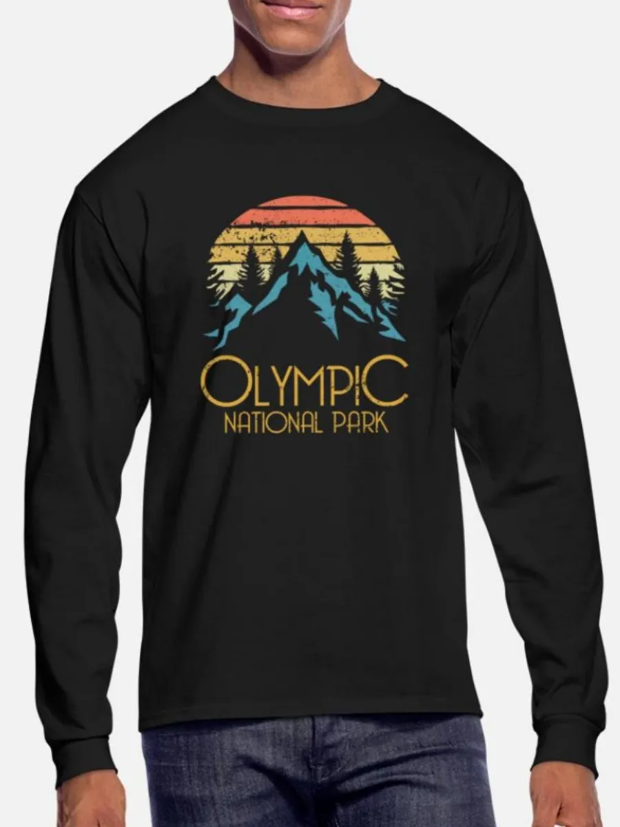 Men's Mountain Print Casual Long-Sleeved T-Shirt