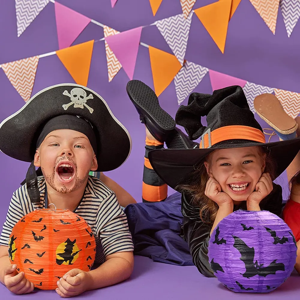 2026 Halloween Pumpkin Paper Lantern Decorations Party Setup（26*26*0.3CM)