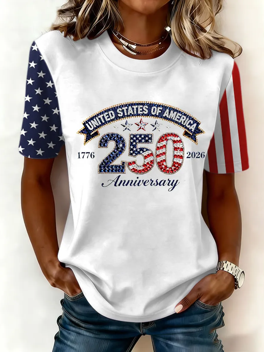 Women's casual 250th anniversary printed art T-shirt