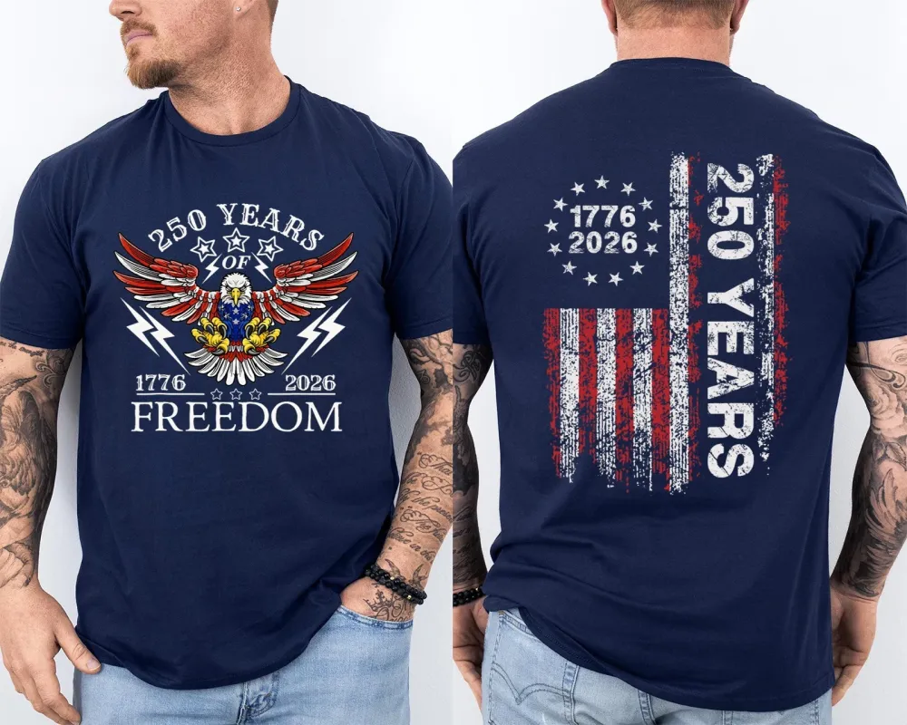 Men'S Casual American 1776-2026 Anniversary Printed Short Sleeved T-Shirt