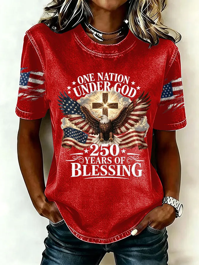 Women'S  America Flag Printed Casual T-Shirt