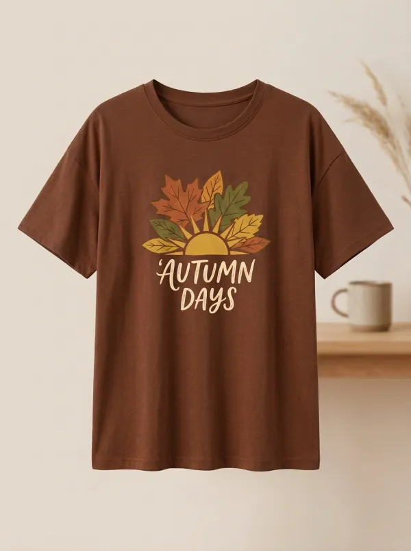 Relaxed Leaves Sun Printed Women's Graphic T-Shirt
