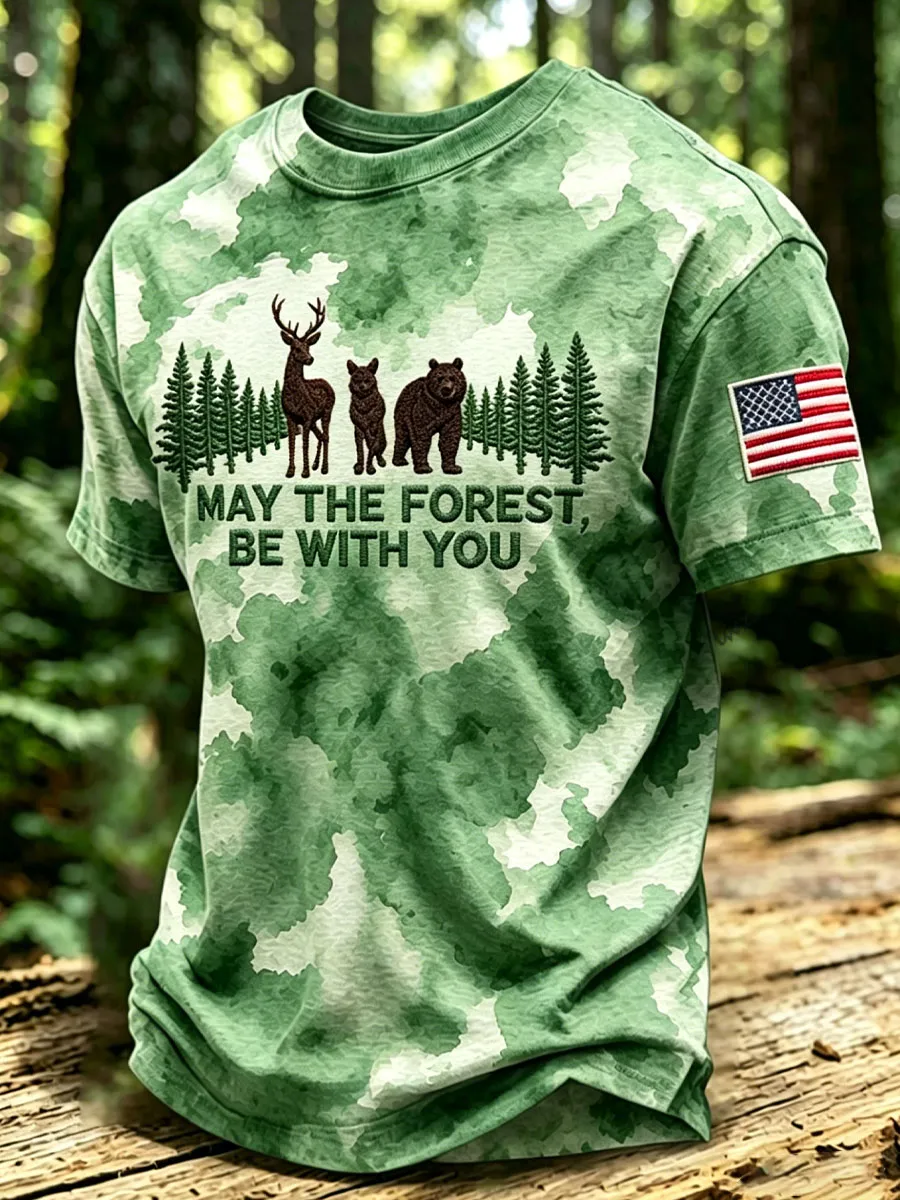 Men's May The Forest Be With You Printed Casual T-Shirt