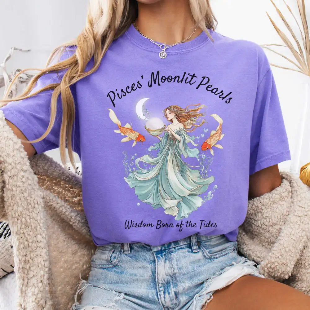 Pisces' Moonlit Pearls Zodiac Shirt