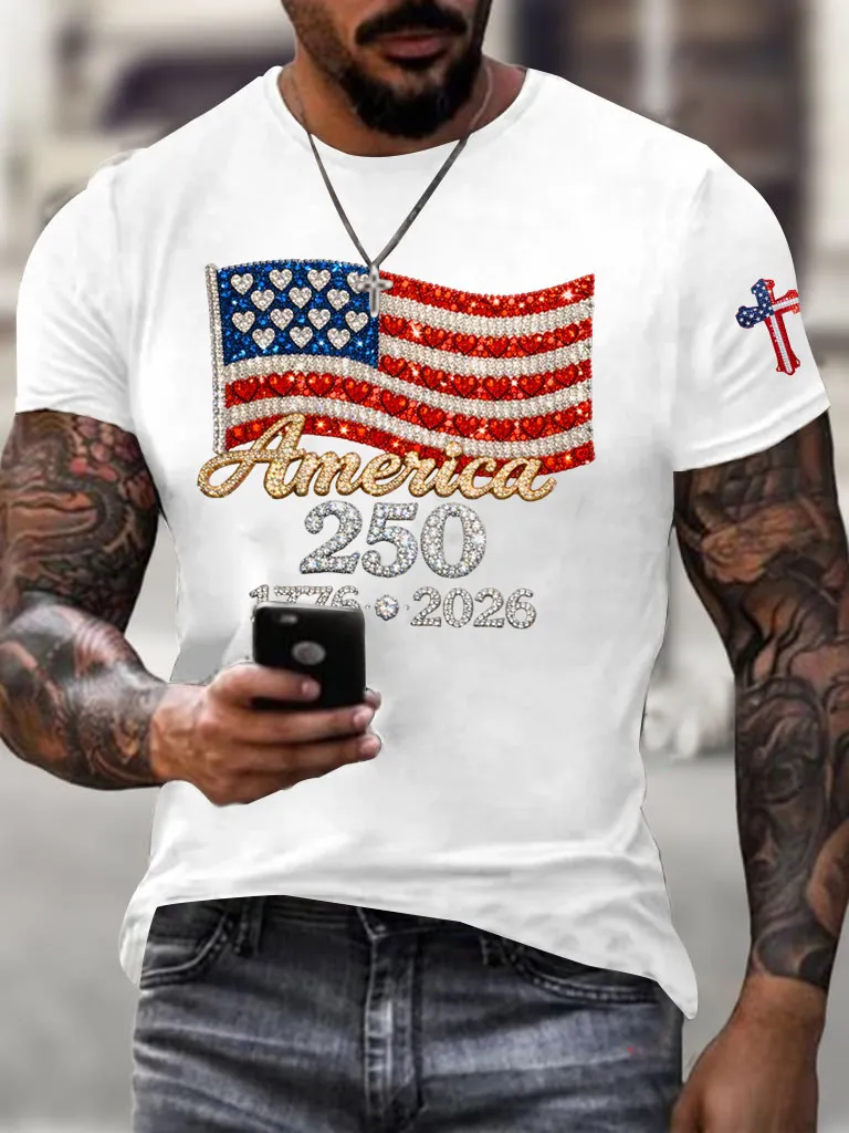 Men'S America Flag Printed Casual T-Shirt