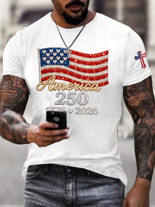 Men'S America Flag Printed Casual T-Shirt
