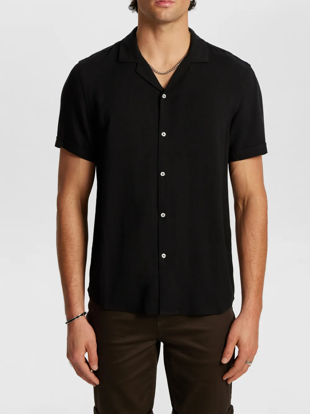 Black Plain Short Sleeve Shirt