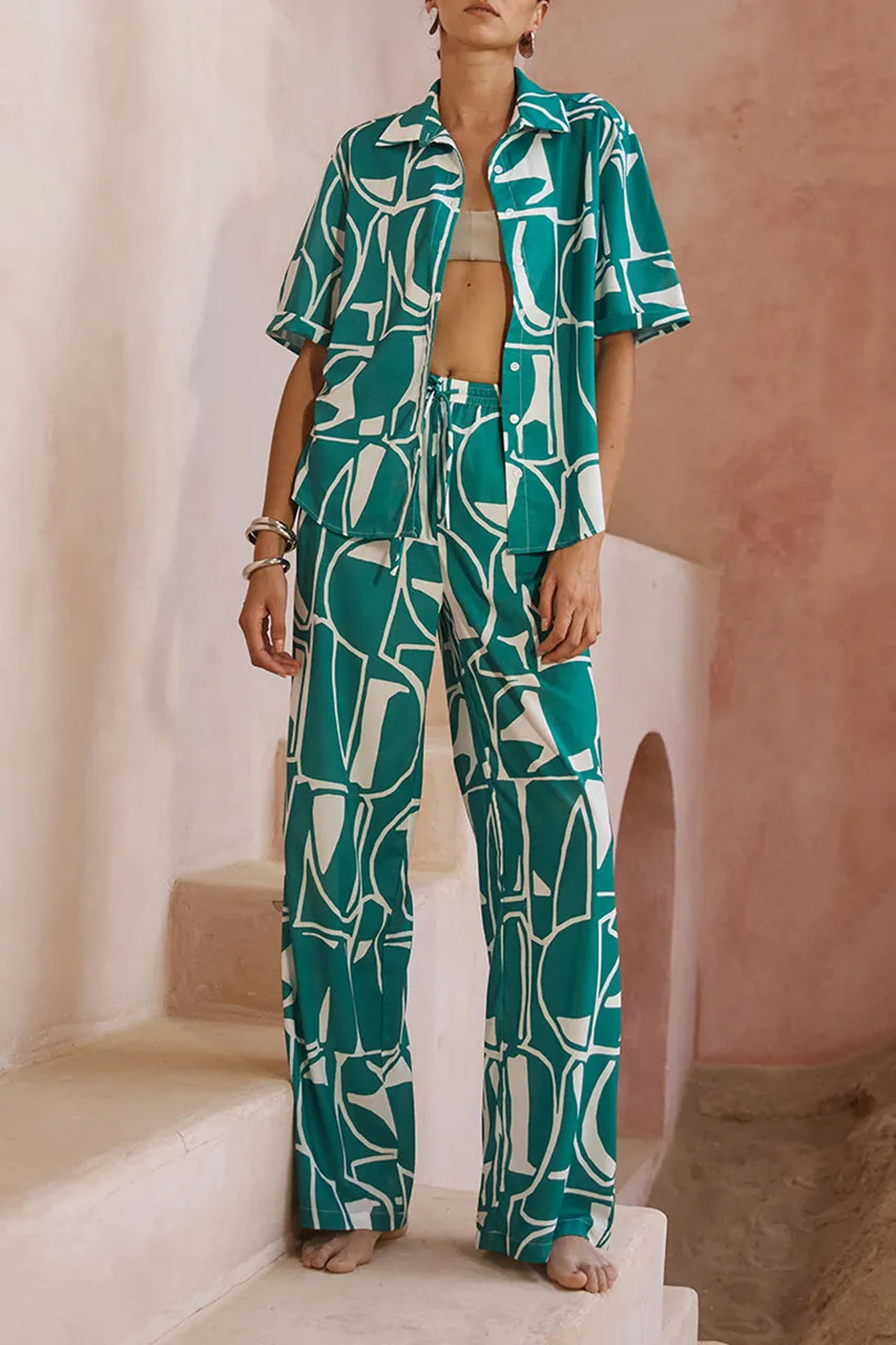 Printed Wide Leg Cozy Loungewear Pants