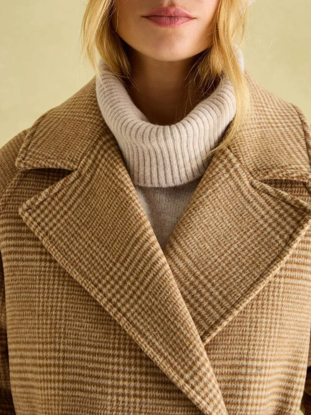 Brown Longline Wool Blend Coat