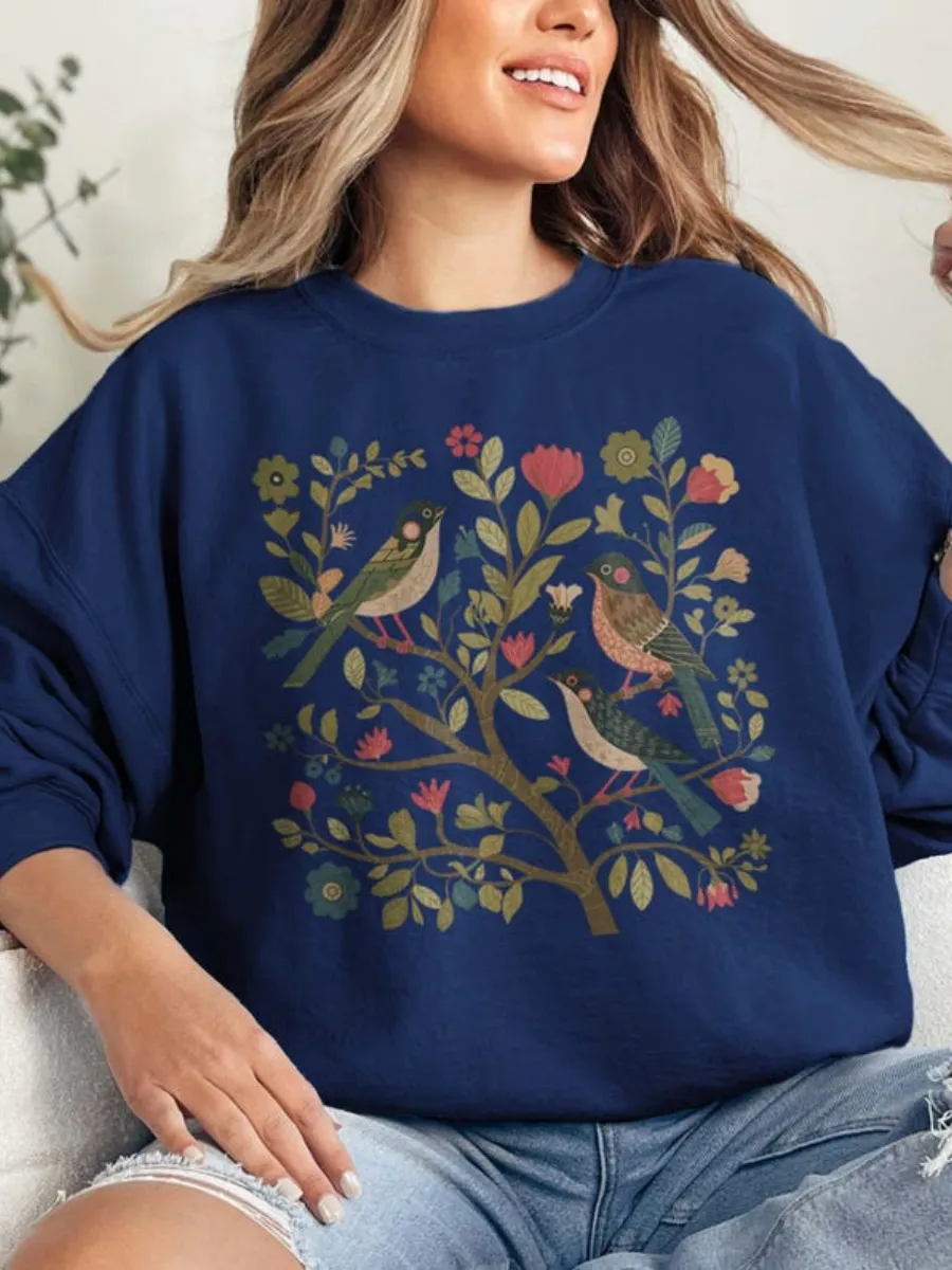 Floral and Bird Sweatshirt