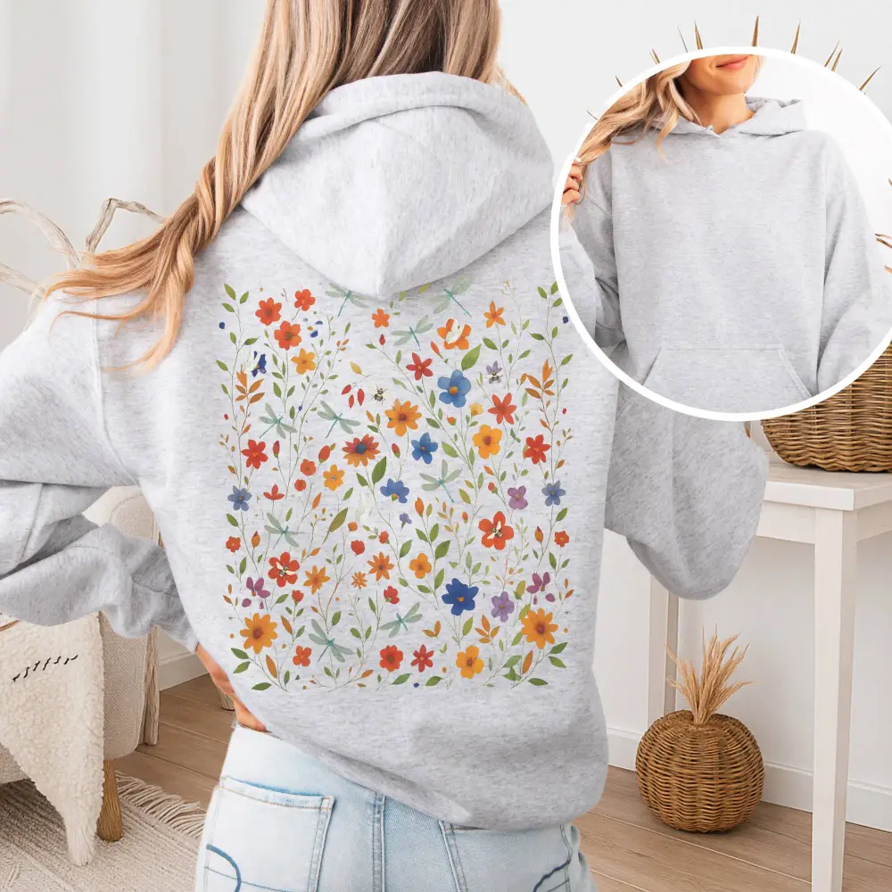 Dragonfly Meadow Hoodie – Whimsical Floral Tee