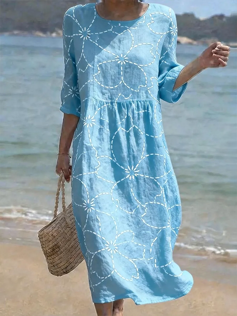 Women's Casual Cotton Linen Dress
