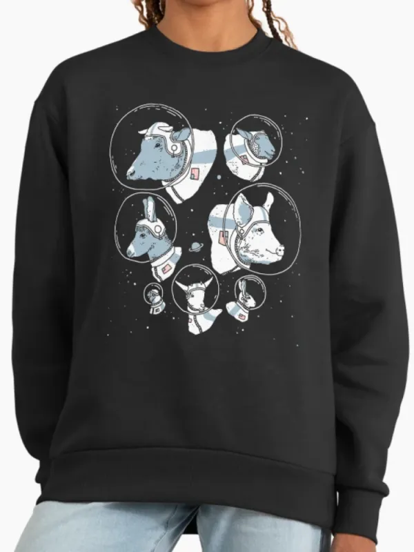 Space Animals Astronaut Graphic Sweatshirt
