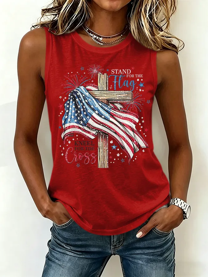 Women'S America Flag Printed Tank Top