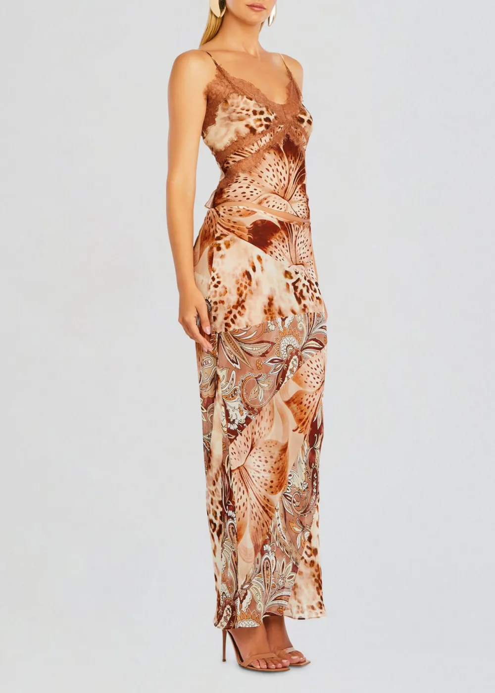 Brown Floral Maxi Skirt