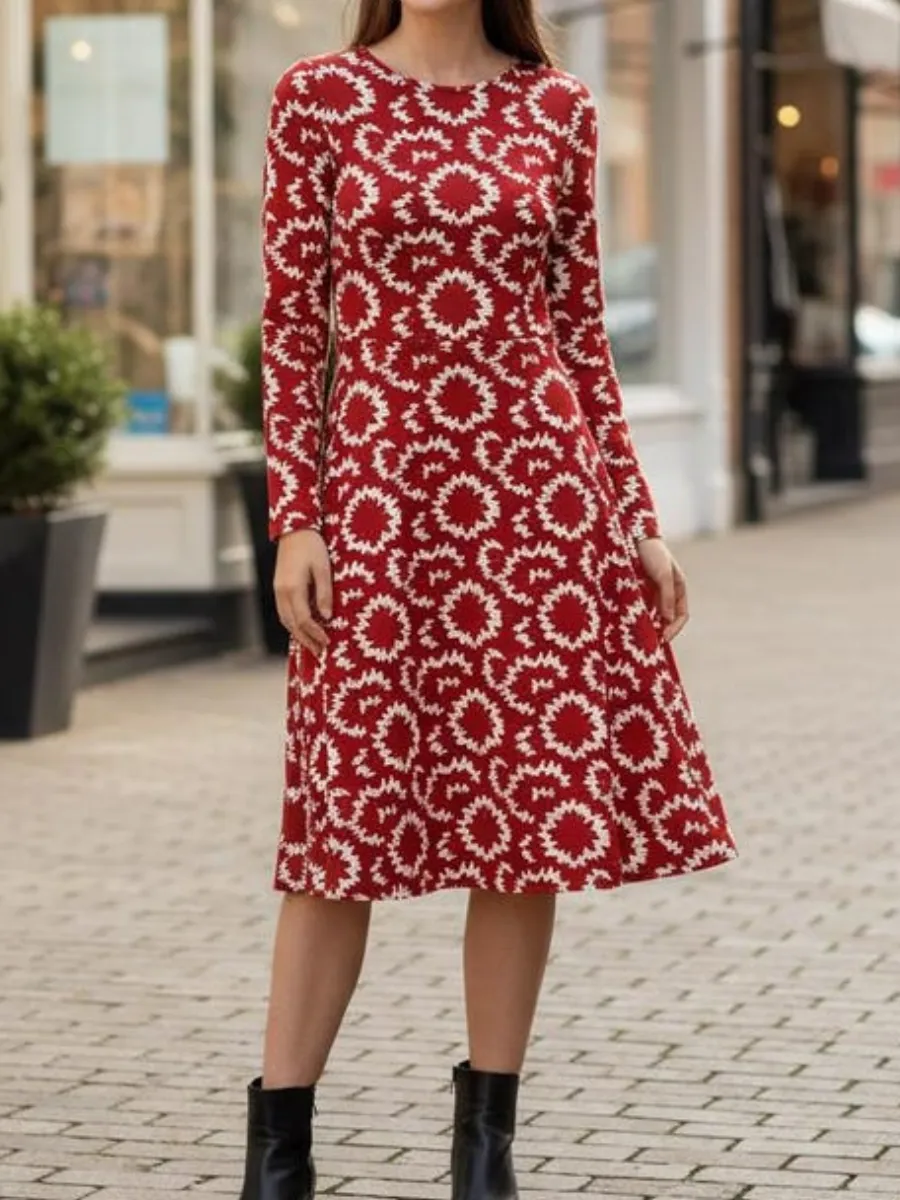 Elegant Printed Long Sleeve Dress