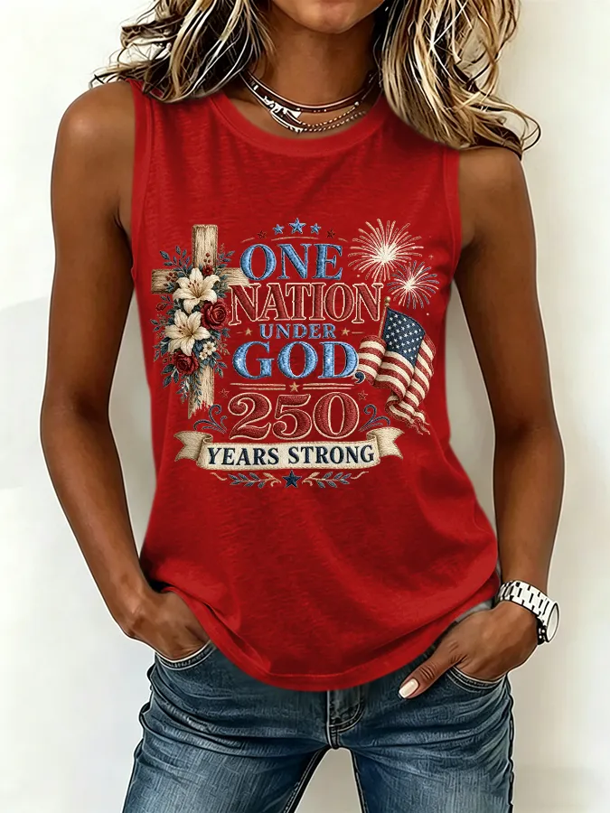 Women'S America Flag Printed Tank Top