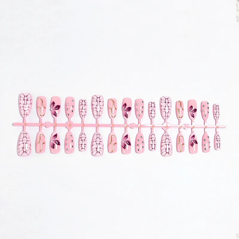 Nailhour 30Pcs 3D Rhinestone Medium Almond Press On Nails