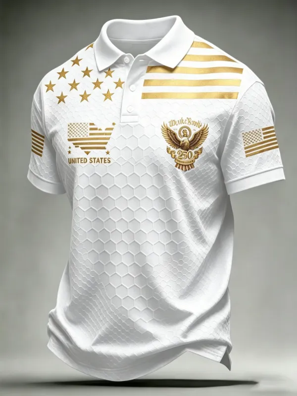 USA Map & Eagle Art Print Men's Polo Shirt