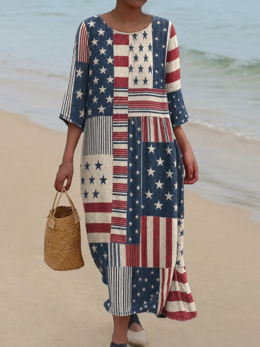 Women's Flag Floral Print Dress