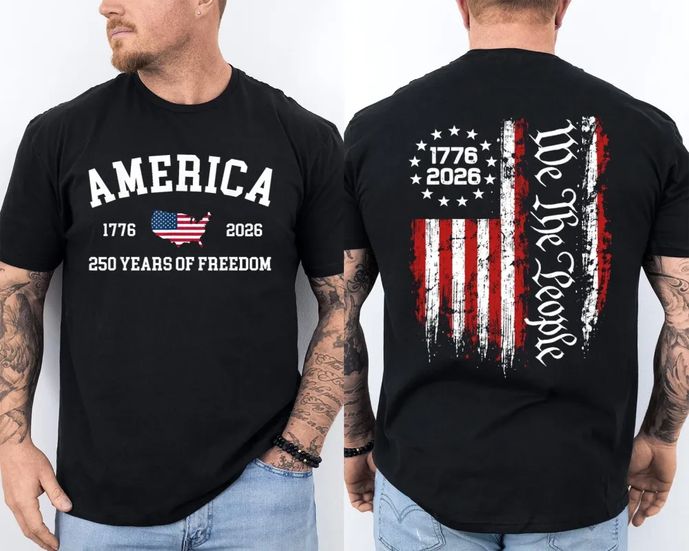 Men'S Casual American 1776-2026 Anniversary Printed Short Sleeved T-Shirt