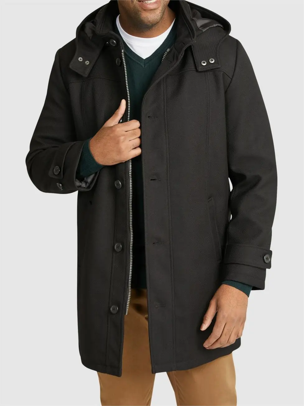 Black Practical Hooded Long Coats